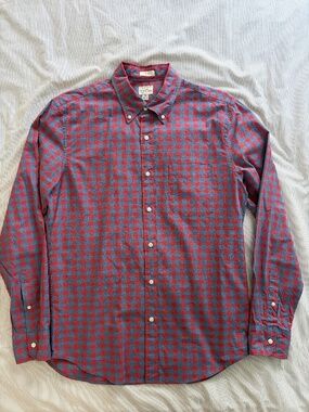 J.Crew Slim-Fit Button-Down Shirt, Medium, Red-Blue Checkered